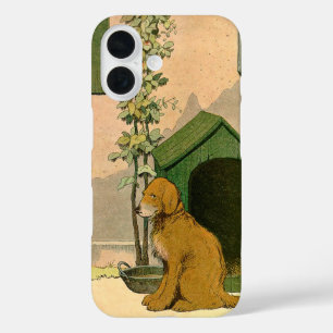 Golden Retriever and Dog House iPhone 16 Case