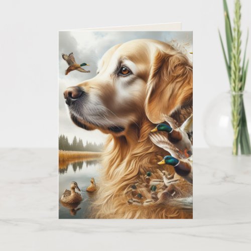 Golden Retriever and Ducks Fathers Day Card