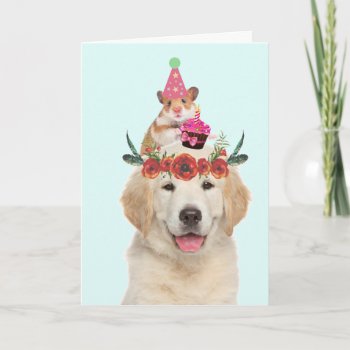 Golden Retriever And Friend Cute Birthday Card by Therupieshop at Zazzle