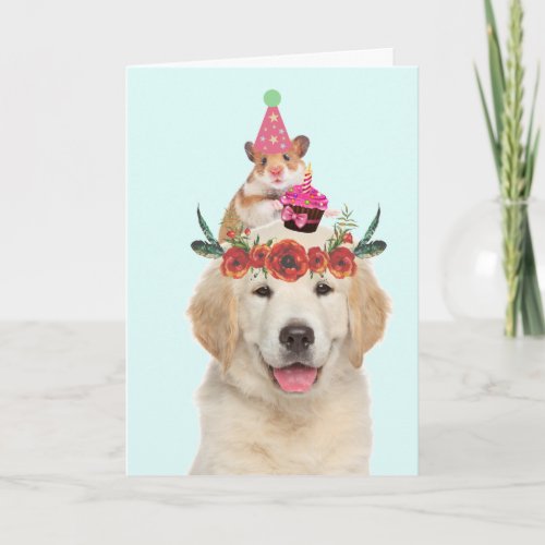 Golden Retriever And Friend Cute Birthday Card