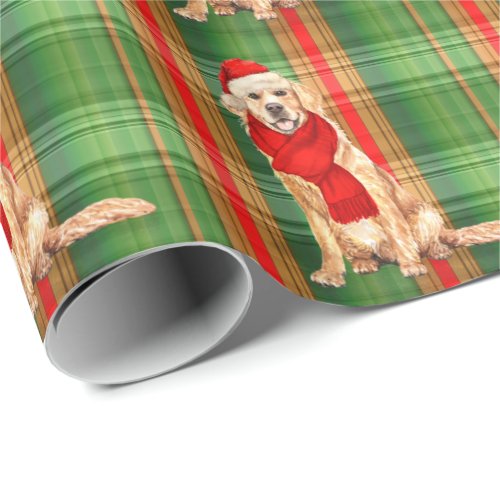 Golden Retriever and Holiday Plaid Christmas Wrapp Wrapping Paper