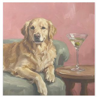 Golden Retriever and Martini Oil Painting Gallery Wrap