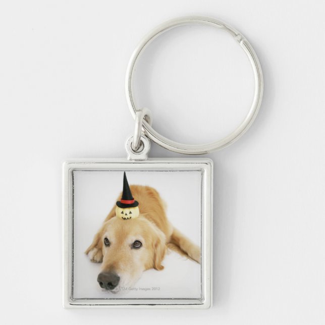 Golden retriever and ornament keychain (Front)