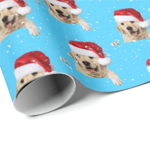 Golden Retriever and Santa hat Wrapping Paper