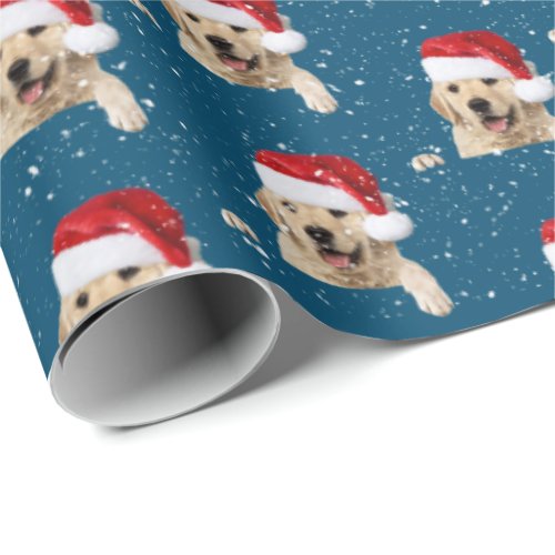 Golden Retriever and Santa Hat Wrapping Paper