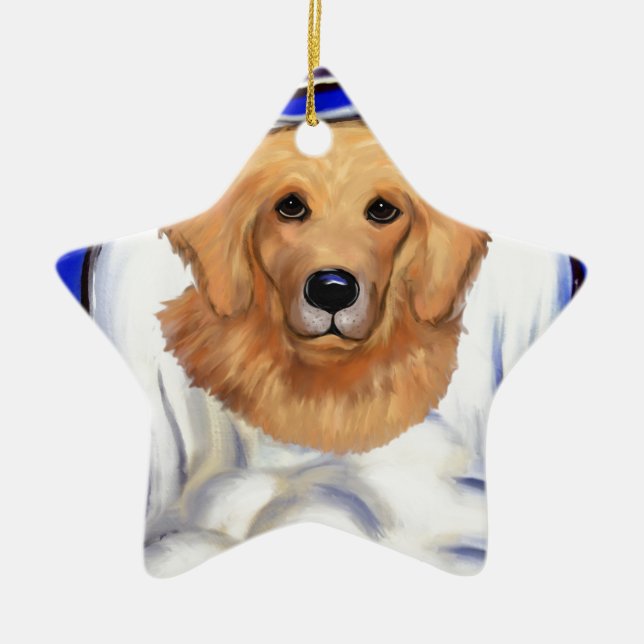 Golden Retriever Angel Ceramic Ornament (Front)