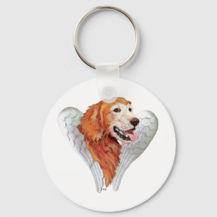 Golden Retriever Angel Keychain