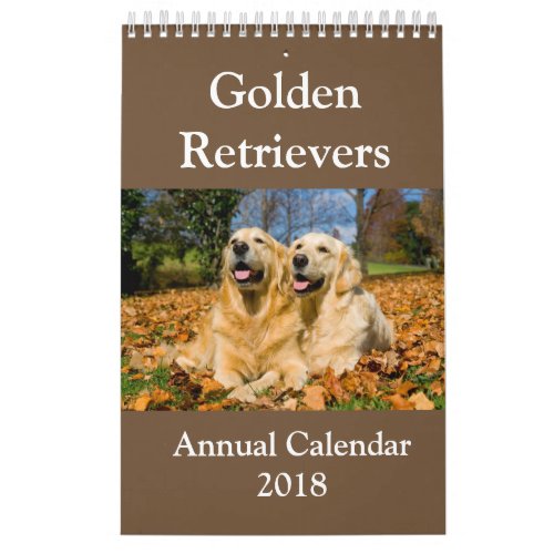 Golden Retriever Annual Calendar 2018