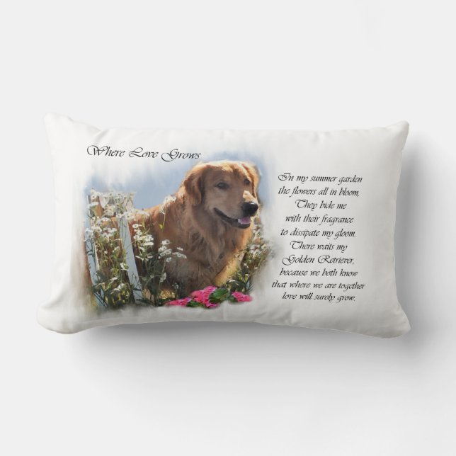Golden Retriever Art Gifts Lumbar Pillow (Front)