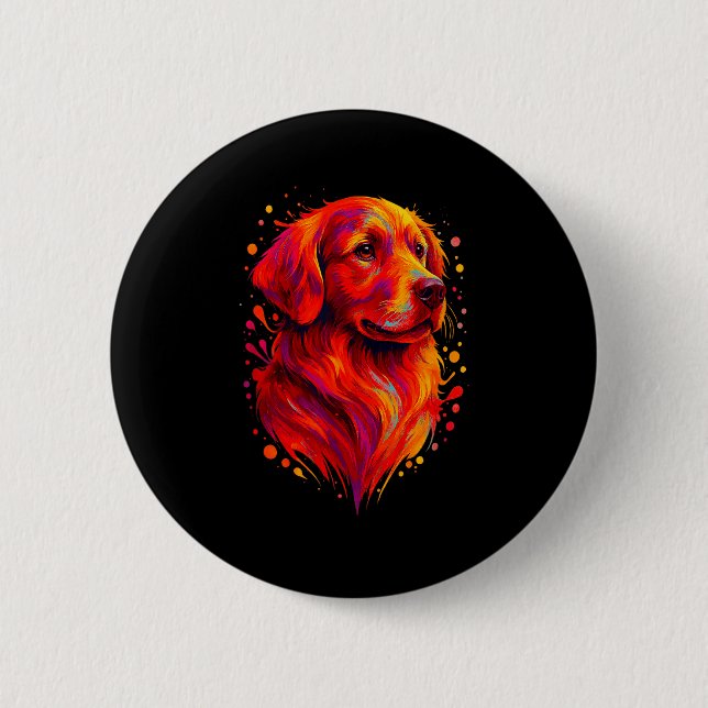Golden Retriever Art Rtrait For Dog Owners  Button (Front)