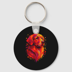 Golden Retriever Art Rtrait For Dog Owners  Keychain