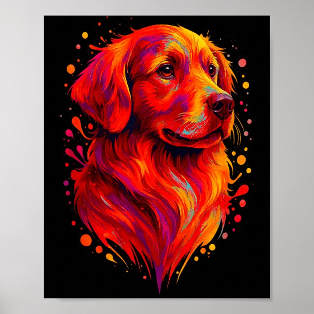Golden Retriever Art Rtrait For Dog Owners  Poster (Front)