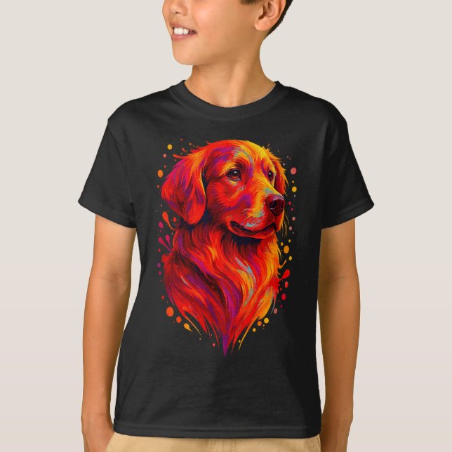 Golden Retriever Art Rtrait For Dog Owners  T-Shirt (Front)
