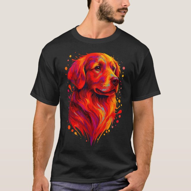 Golden Retriever Art Rtrait For Dog Owners  T-Shirt (Front)