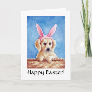 Golden Retriever as Easter Bunny card