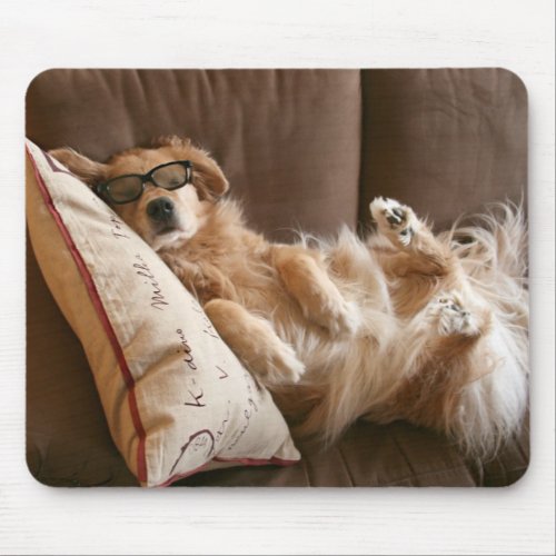 Golden Retriever Asleep on Pillow Mouse Pad