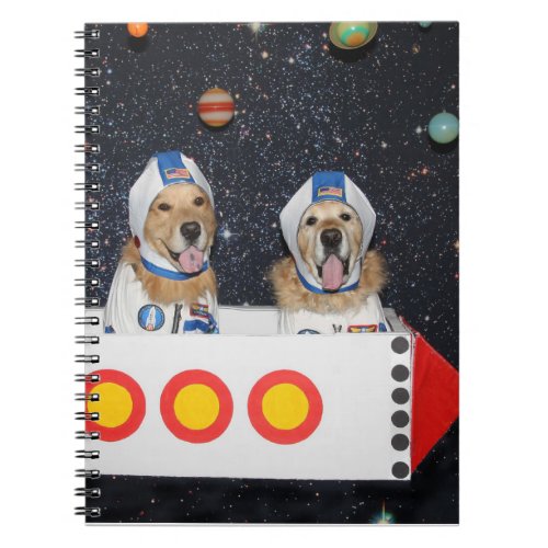 Golden Retriever Astronauts in a Rocket Notebook