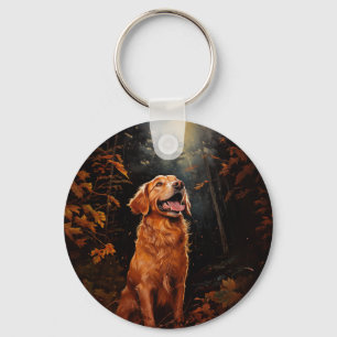Golden Retriever at night Keychain