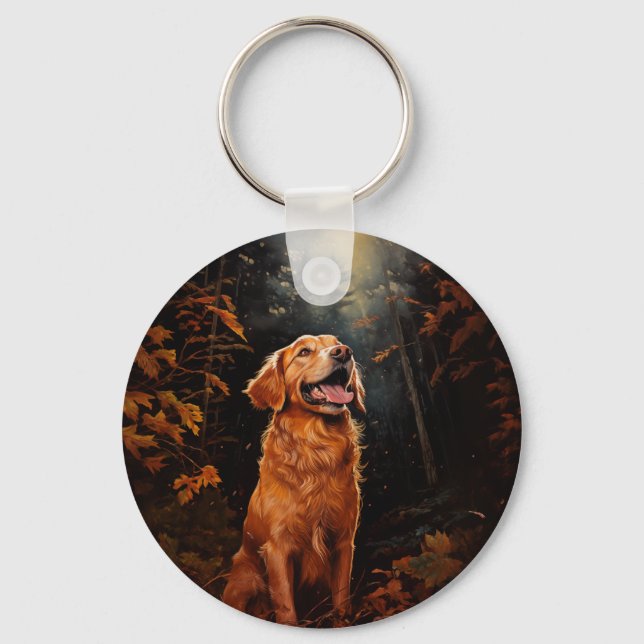 Golden Retriever at night Keychain (Front)