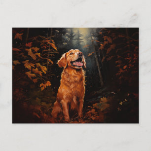 Golden Retriever at night Postcard