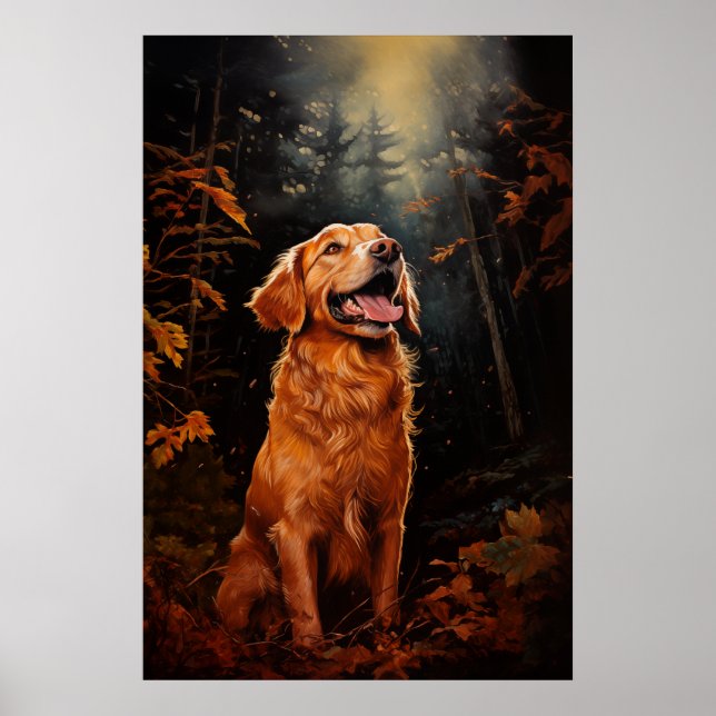Golden Retriever at night Poster (Front)
