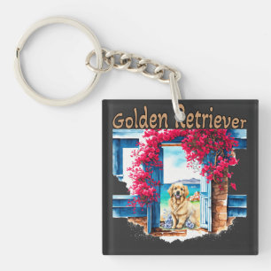 Golden Retriever at the Beach Keychain