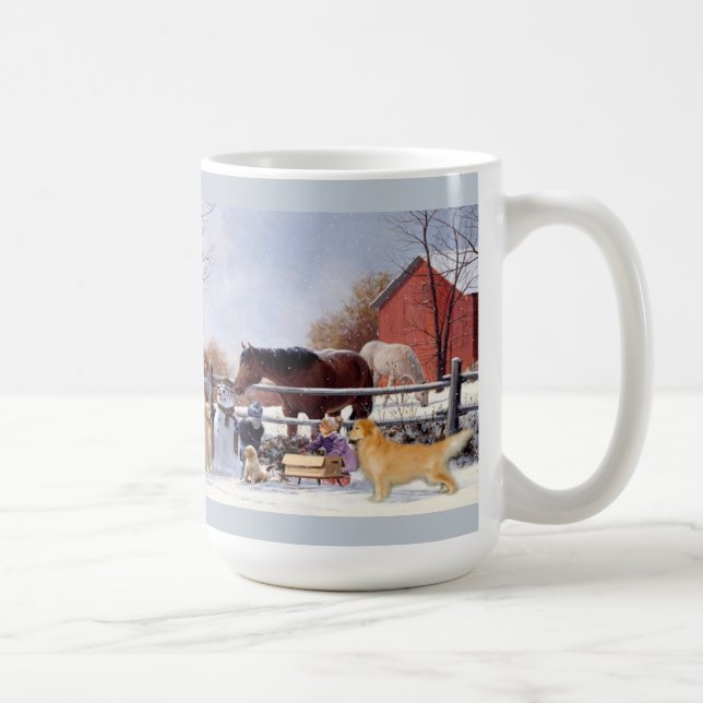 Golden Retriever at the farm Mug (Right)