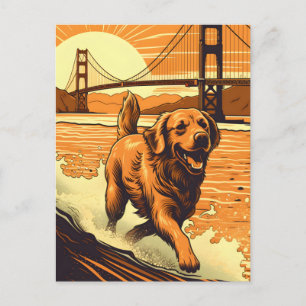 Golden-Retriever at the Golden Gate Bridge Postcard