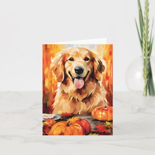 Golden Retriever Autumn Thanksgiving  Card