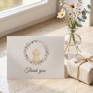 Golden Retriever Baby Shower Wildflower Watercolor Thank You Card