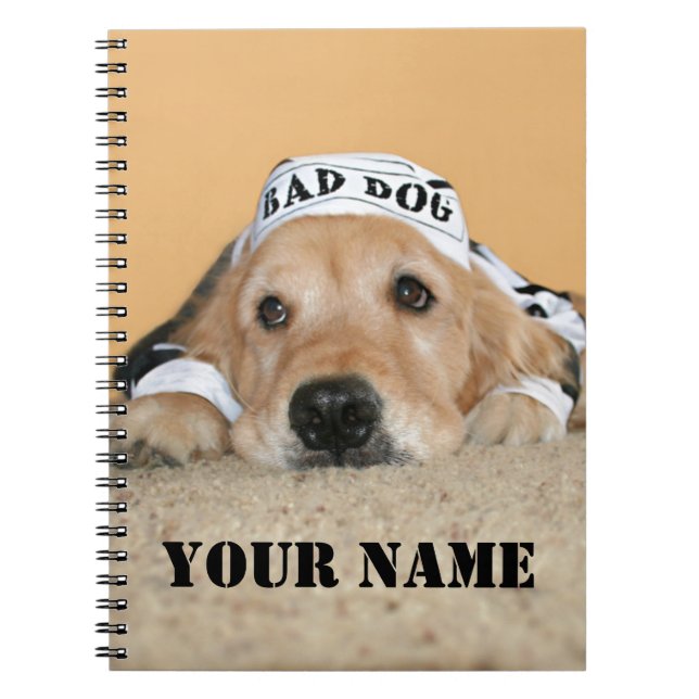 Golden Retriever Bad Dog Prisoner Notebook (Front)