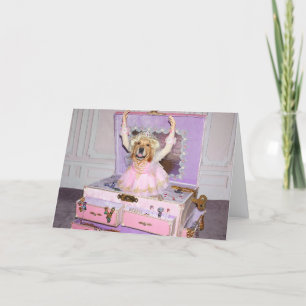 Golden Retriever Ballerina Music Box Birthday Card