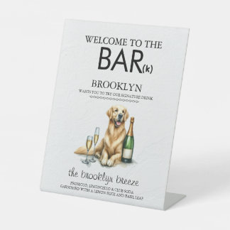 Golden Retriever Bar Pedestal Sign
