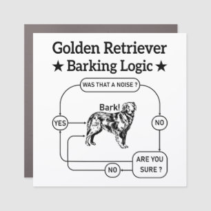Golden Retriever Barking Logic Funny Dog Sarcastic Car Magnet