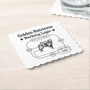 Golden Retriever Barking Logic Funny Dog Sarcastic Paper Coaster