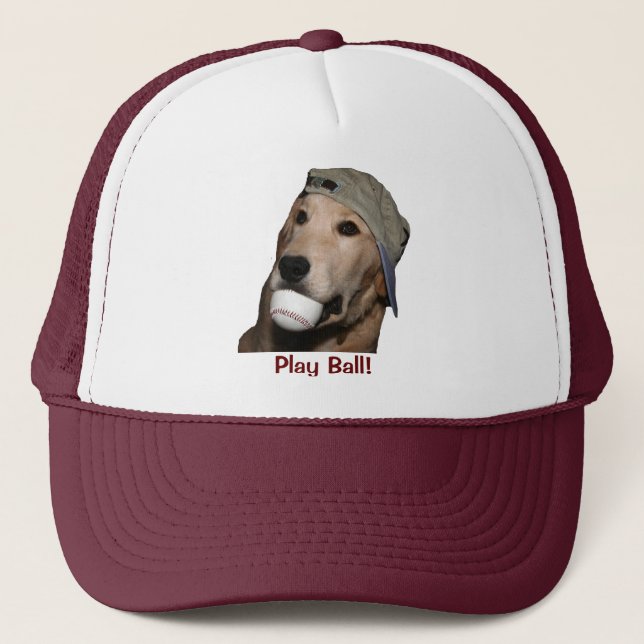 Golden Retriever Baseball Puppy Trucker Hat (Front)