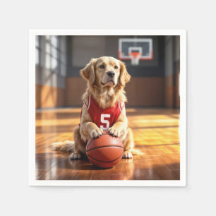 Golden Retriever Basketball Player Napkins