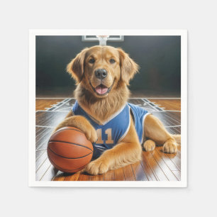 Golden Retriever Basketball Player Napkins