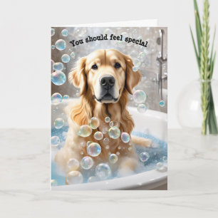 Golden Retriever Bath Birthday Humor Card