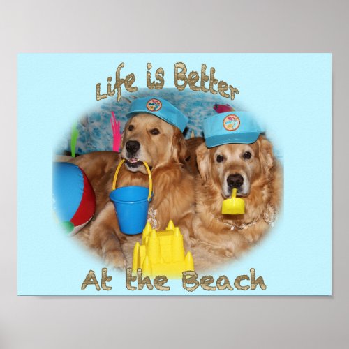 Golden Retriever Beach Bums Poster