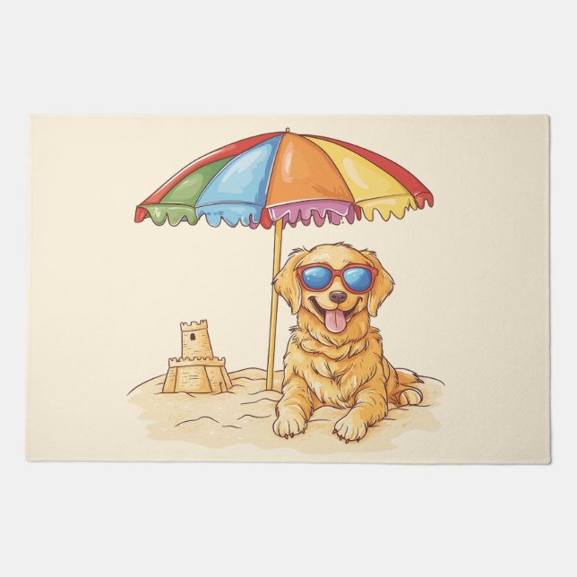 Golden Retriever Beach Dog Doormat (Front)