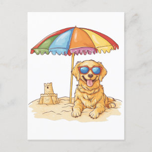 Golden Retriever Beach Dog Holiday Postcard
