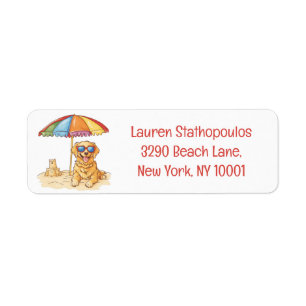Golden Retriever Beach Dog Label