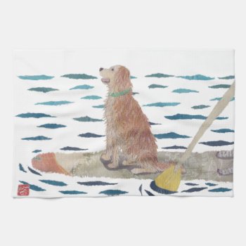 Golden Retriever  Beach Dog  Paddle Board Towel by BlessHue at Zazzle