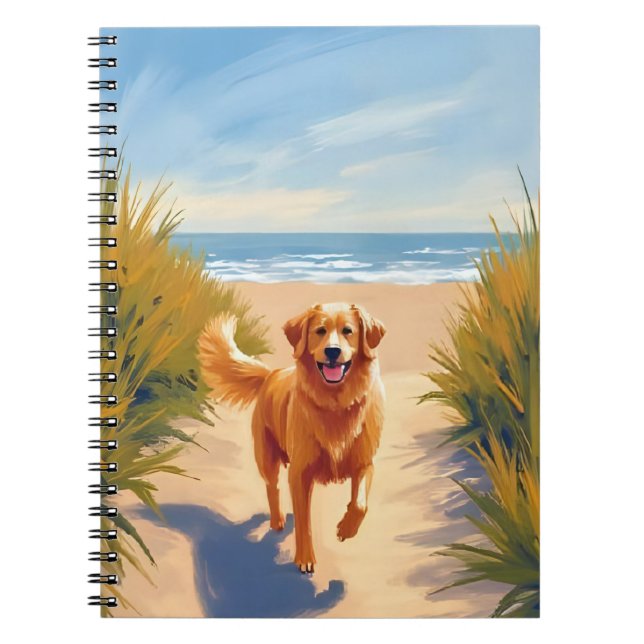 Golden Retriever Beach Path | Ocean Dog Pet Notebook (Front)