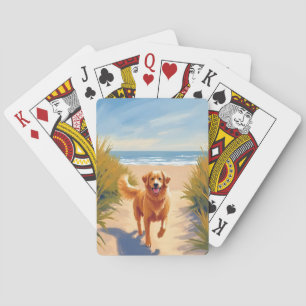 Golden Retriever Beach Path Ocean Dog Pet Poker Cards