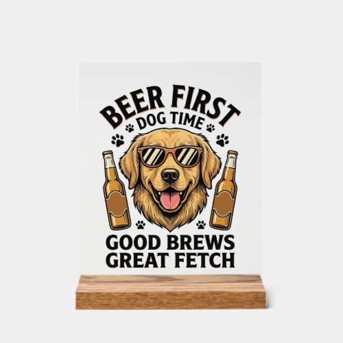 Golden Retriever Beer Shirt Funny Dog Lover Vintag Acrylic Sign