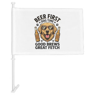 Golden Retriever Beer Shirt Funny Dog Lover Vintag Car Flag