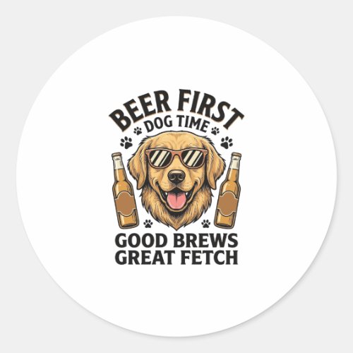 Golden Retriever Beer Shirt Funny Dog Lover Vintag Classic Round Sticker