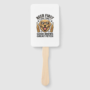 Golden Retriever Beer Shirt Funny Dog Lover Vintag Hand Fan